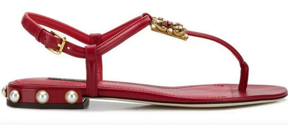Amore Sandals with Logo, Red