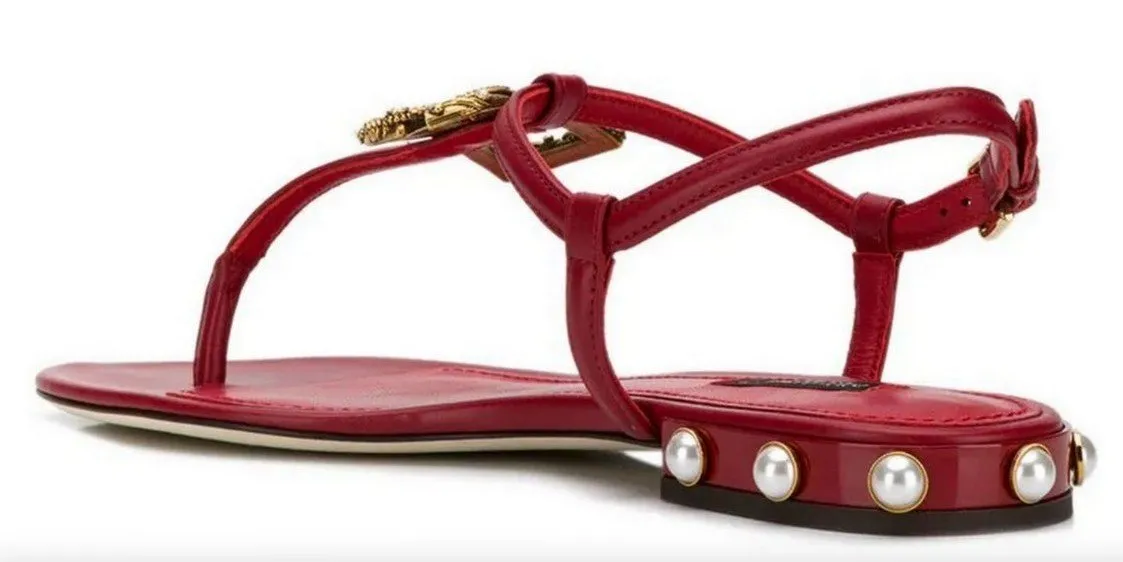 Amore Sandals with Logo, Red