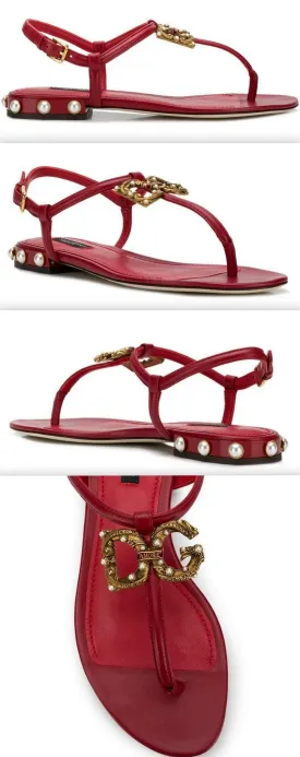 Amore Sandals with Logo, Red