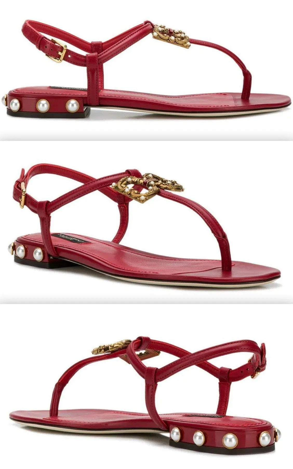 Amore Sandals with Logo, Red