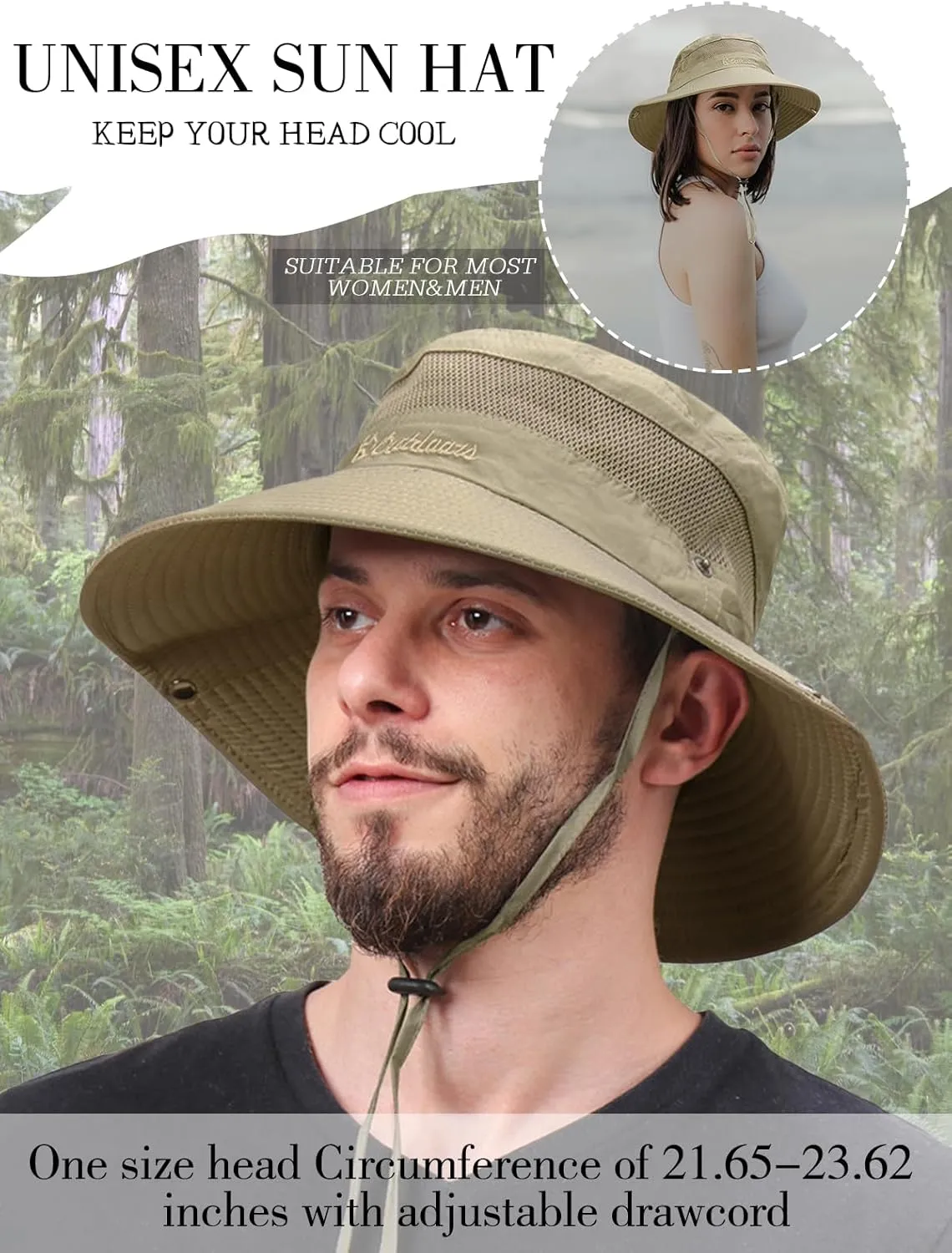 Century Star Sun Hats for Men Wide Brim UPF 50  UV Protection Fishing Safari Beach Hiking Bucket Garden Outdoor Boonie Hat