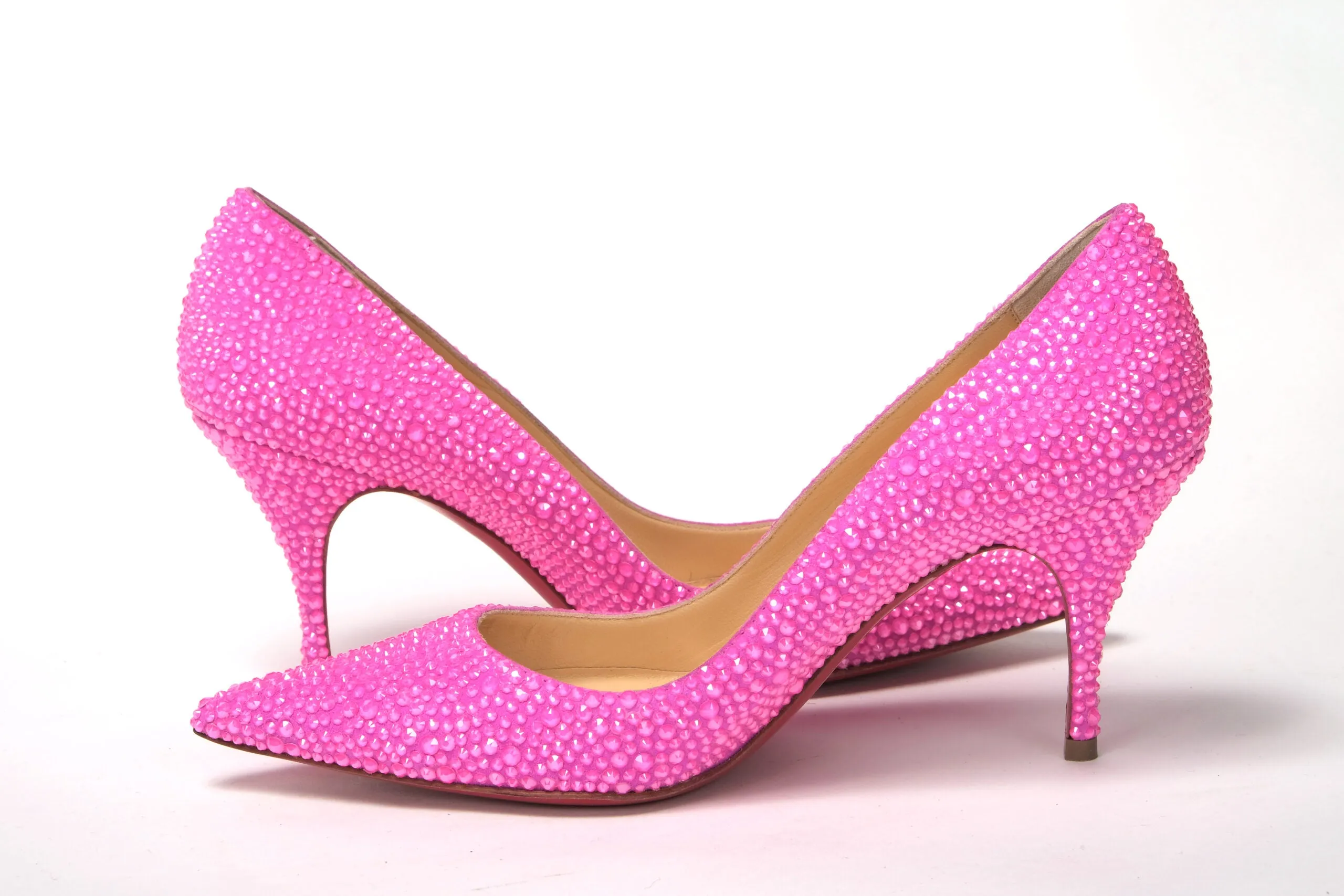 Christian Louboutin Hot Pink Embellished High Heels Pumps