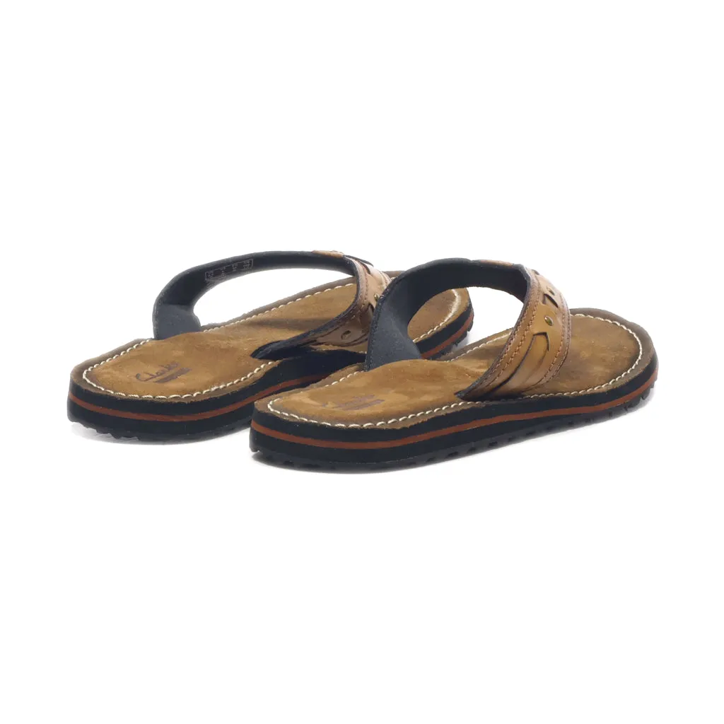 Clarks Fenner Nerice Flip Flops Leather Brown Colour For Women