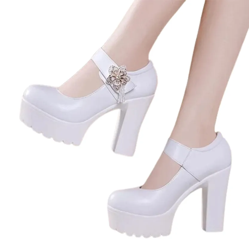 Funki Buys | Shoes | Women's Flower Buckle Mary Janes Heels