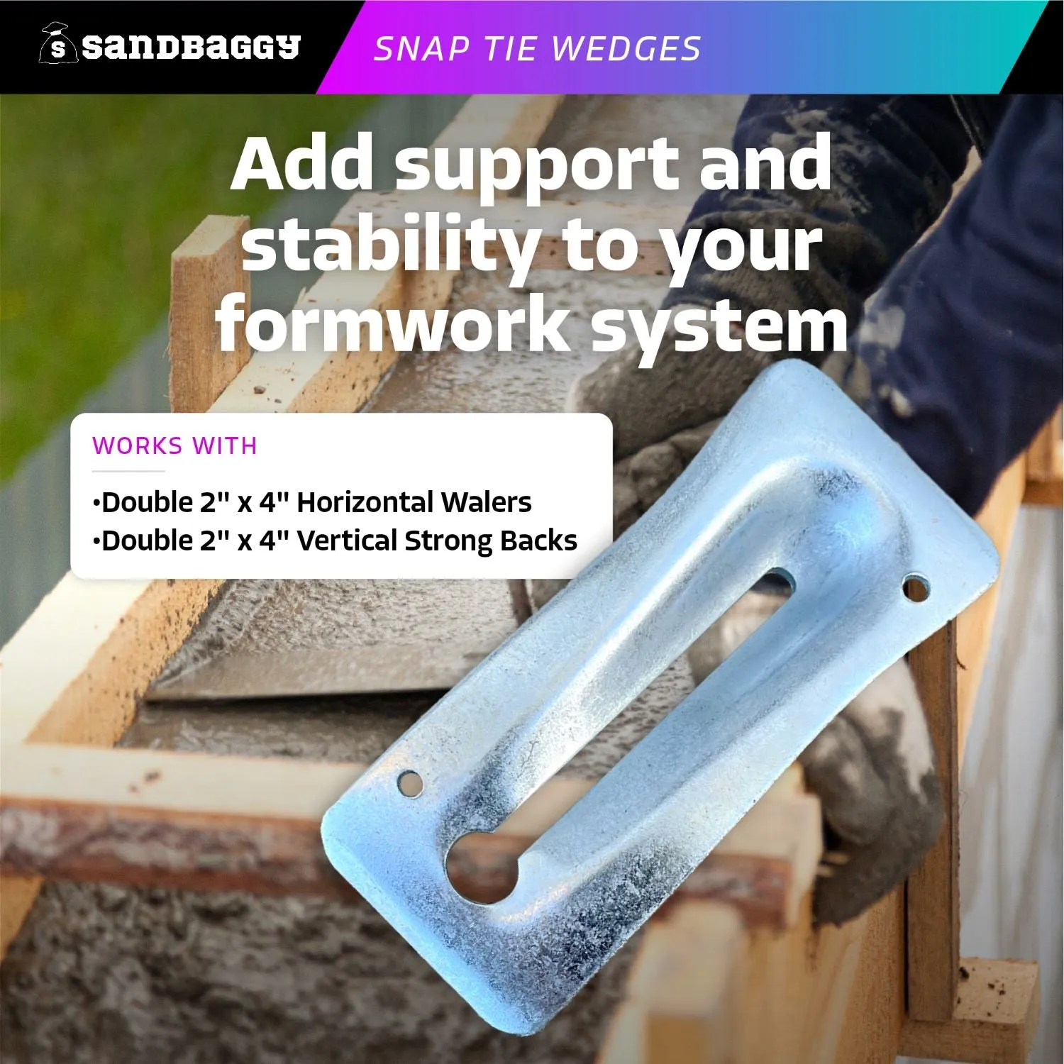 Galvanized Steel Snap Tie Wedges for Concrete (2 ⅜" x 6 ⅛")