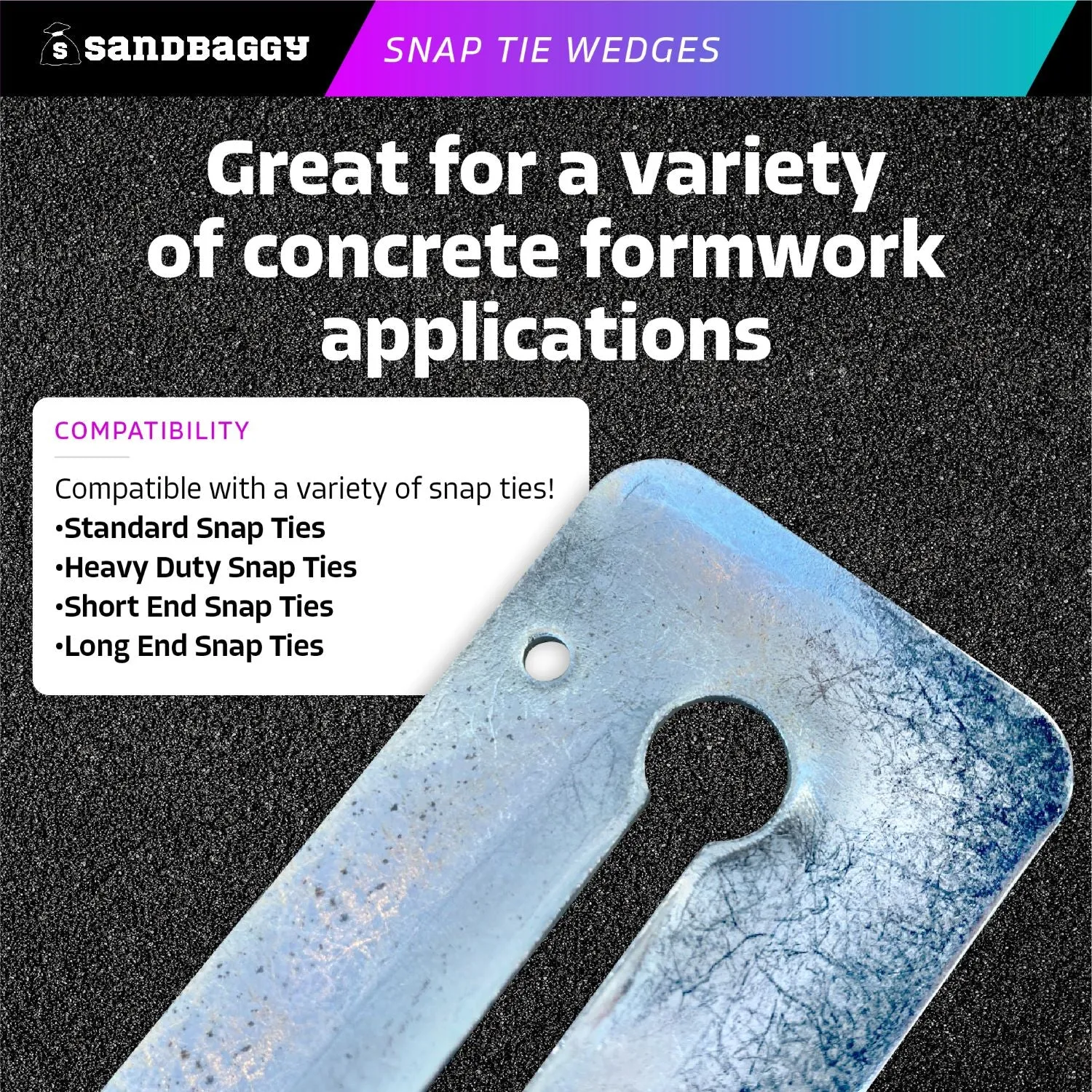 Galvanized Steel Snap Tie Wedges for Concrete (2 ⅜" x 6 ⅛")