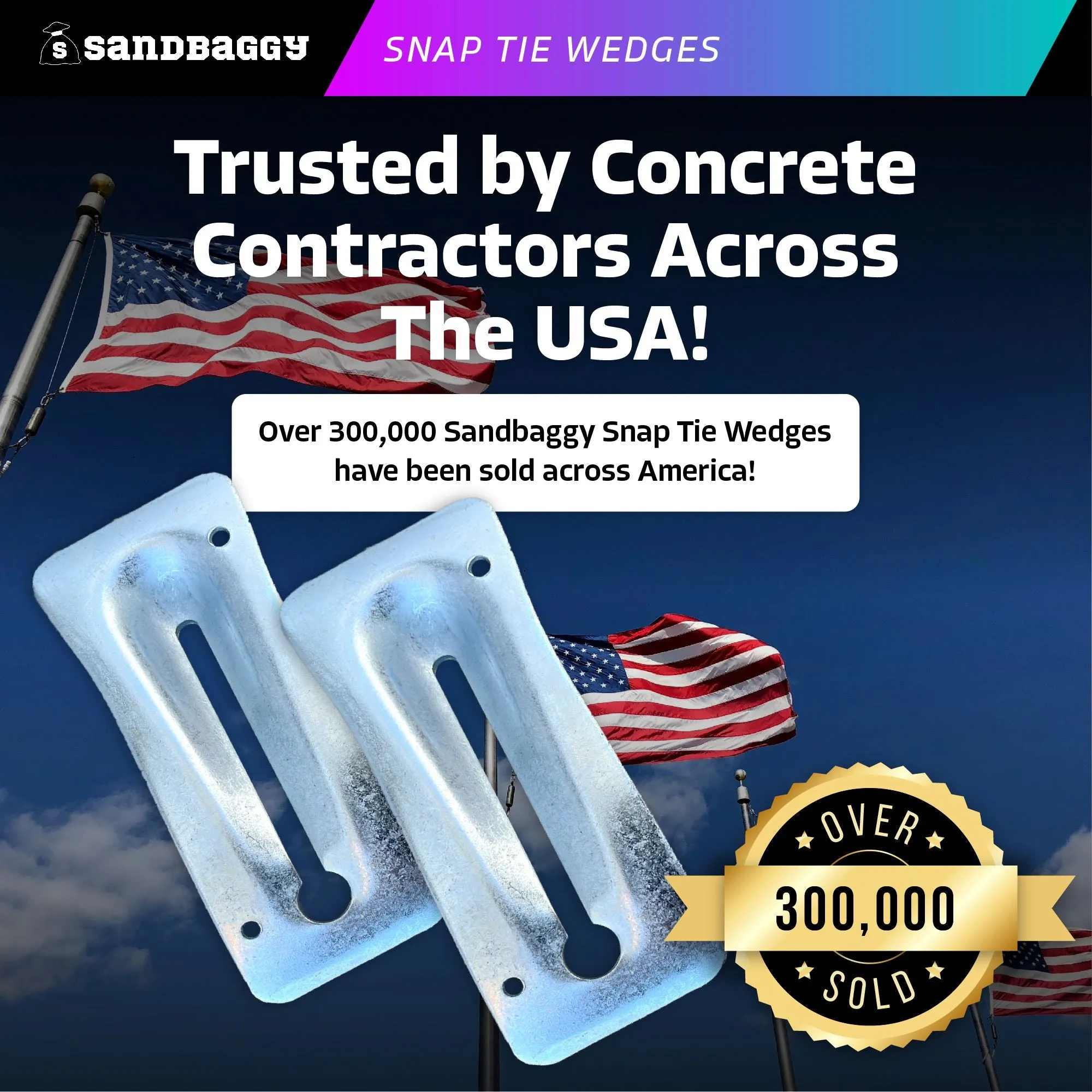 Galvanized Steel Snap Tie Wedges for Concrete (2 ⅜" x 6 ⅛")