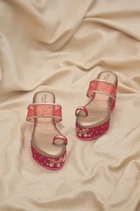 Hand Embroidered Red Wedges