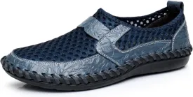 Men's Mesh Breathable Walking Loafers Outdoor Lightweight Slip-on Mesh Casual Shoes Stitching Honeycomb Hiking Shoes