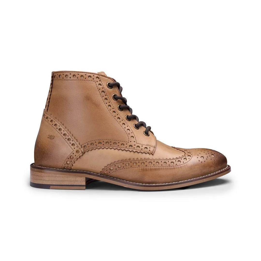 Mens Real Leather Vintage Boots Brogues Suede Tweed Laced Smart Formal