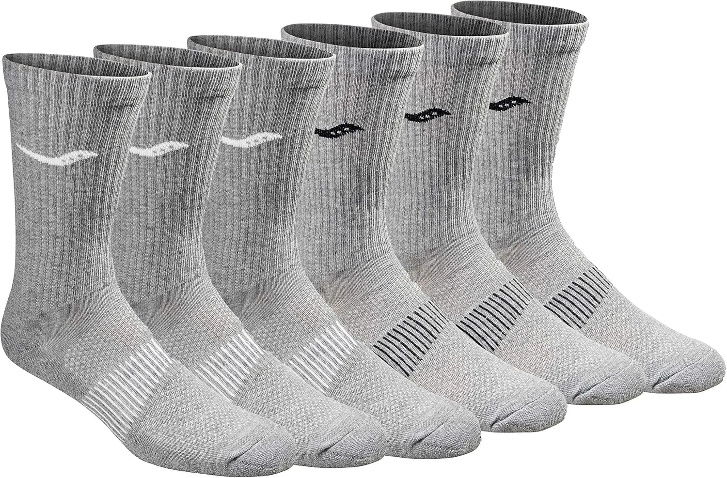 Saucony Men's RunDry Mesh Ventilating Comfort Fit Performance Crew Socks, Available in L-XL (3, 6, 12 Pairs)
