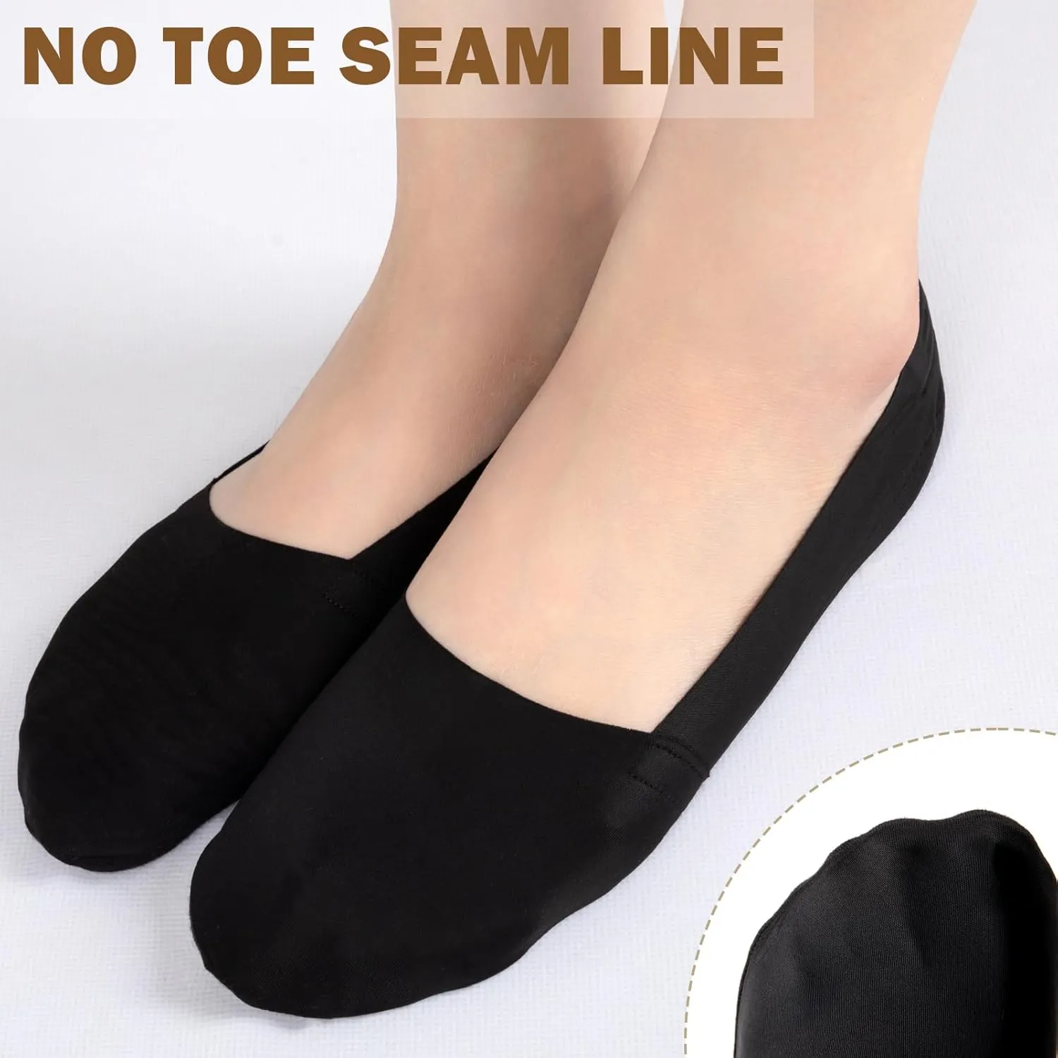 Sofier No Show Socks Womens, Non Slip Low Cut 6 Pairs Thin Silky Dress Footies Liner Invisible Socks Flats Loafers Sneakers