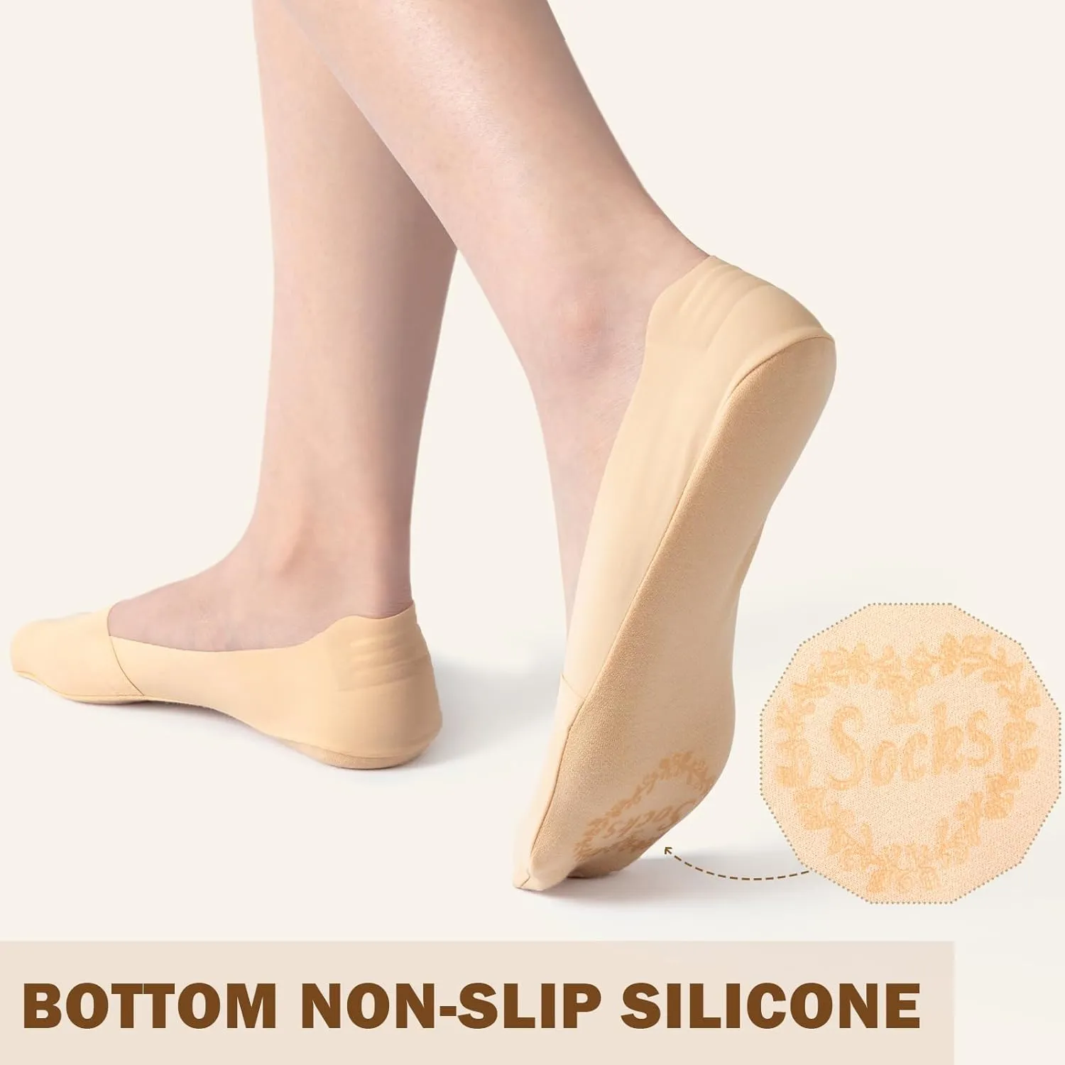 Sofier No Show Socks Womens, Non Slip Low Cut 6 Pairs Thin Silky Dress Footies Liner Invisible Socks Flats Loafers Sneakers