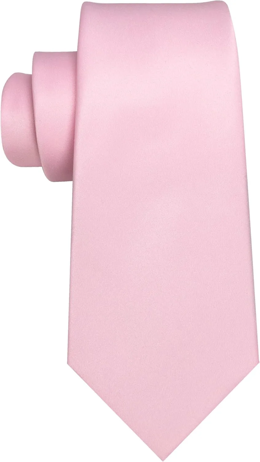 Solid Color Tie and Pocket Square with Cufflinks Set for Men
