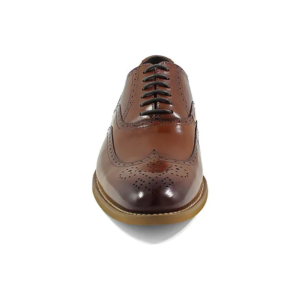 Stacy Adams Cognac Dunbar Wingtip Oxford Shoes