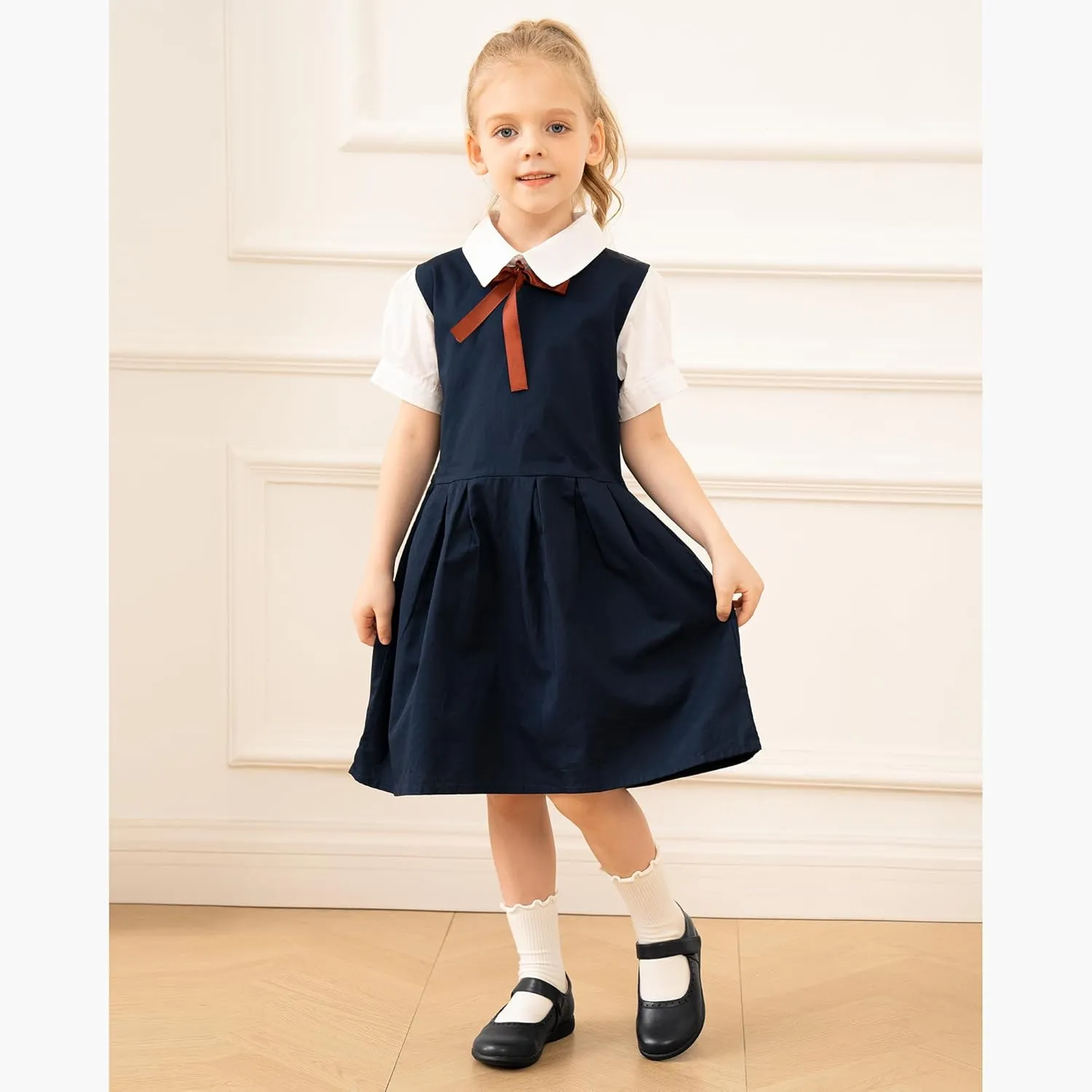 Stelle School Shoes for Girls Mary Jane Dress Shoes Uniform Flats (Little/Big Kids)
